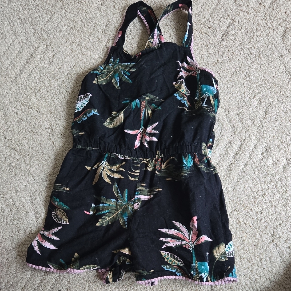 Old Navy Black Tropical Print Kids Romper